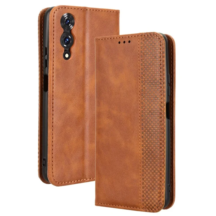 Capa Carteira para Cubot A10 com Suporte - Textura Retrô em Couro - Marrom