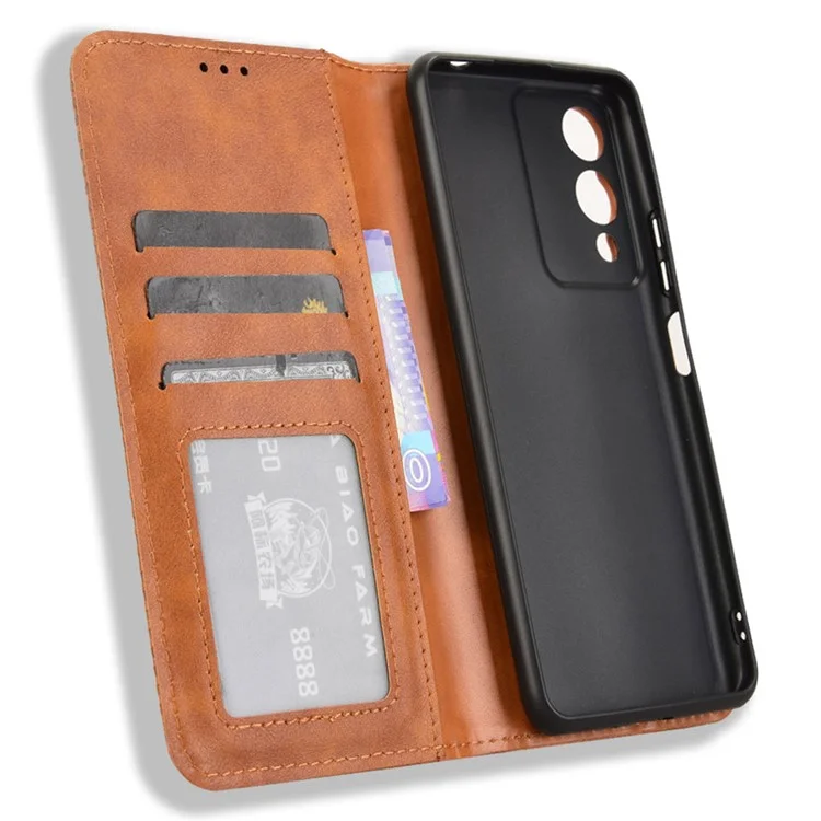 Capa Carteira para Cubot A10 com Suporte - Textura Retrô em Couro - Marrom