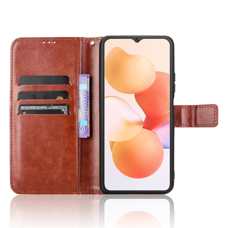 Capa Cubot A10 Estilo Crazy Horse em Couro PU para Carteira de Telefone - Marrom