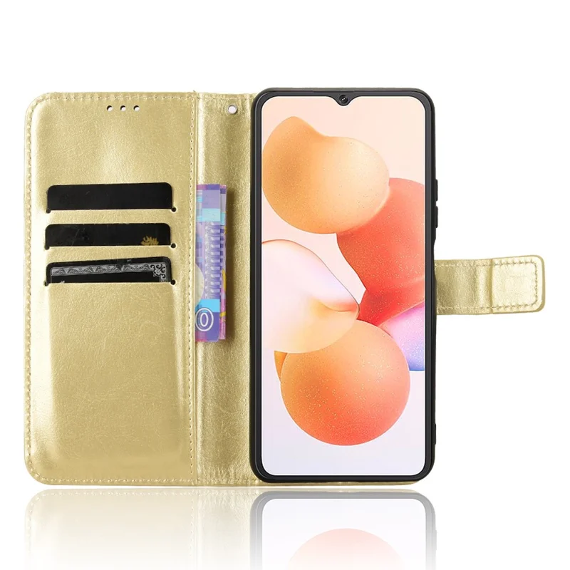 For Cubot A10 Case Crazy Horse Texture PU Leather Phone Wallet Cover - Gold