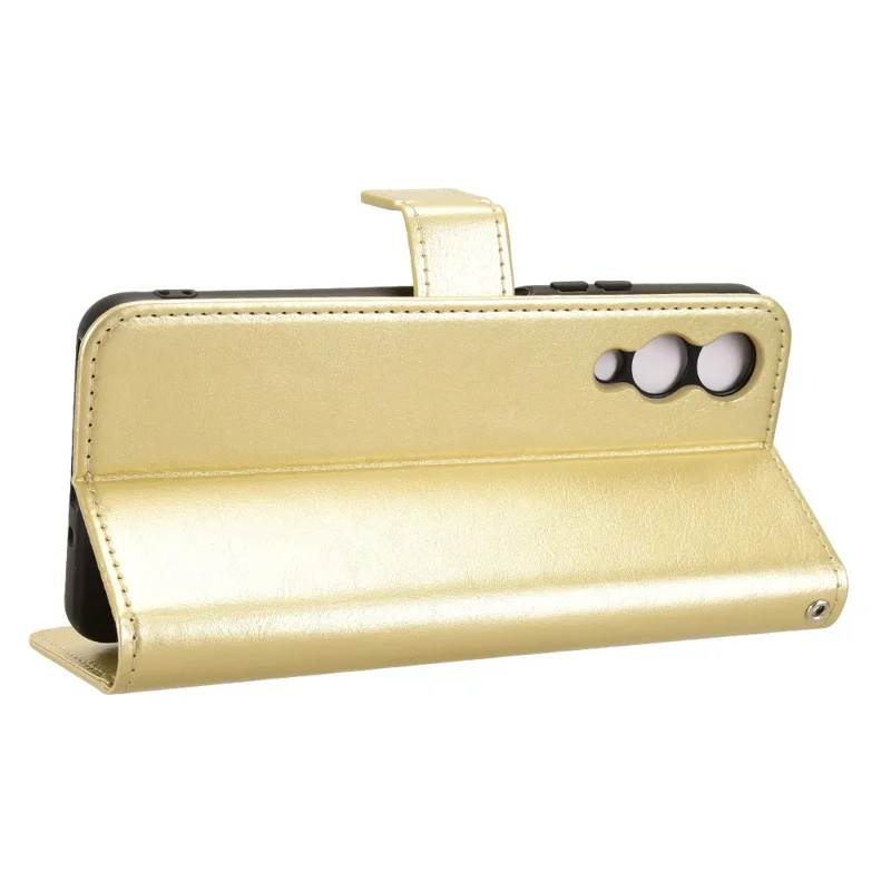 For Cubot A10 Case Crazy Horse Texture PU Leather Phone Wallet Cover - Gold