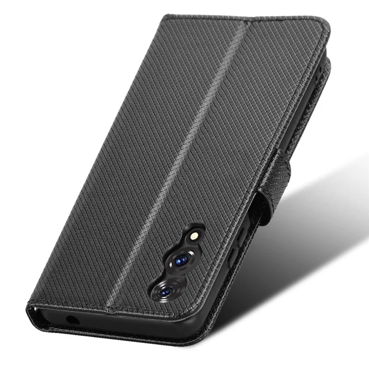 Capa para Cubot A10 em Couro PU com Textura de Diamante para Carteira - Preto