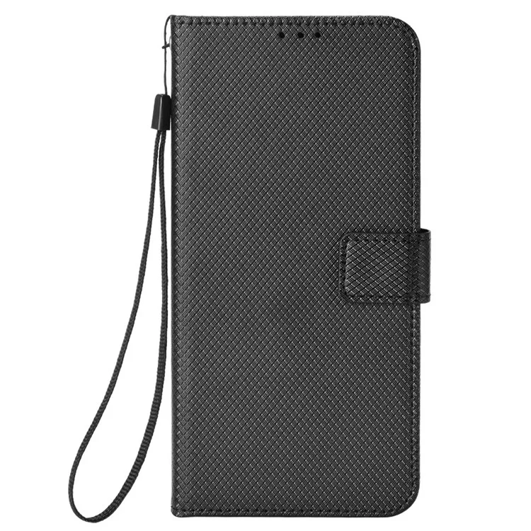 Capa para Cubot A10 em Couro PU com Textura de Diamante para Carteira - Preto