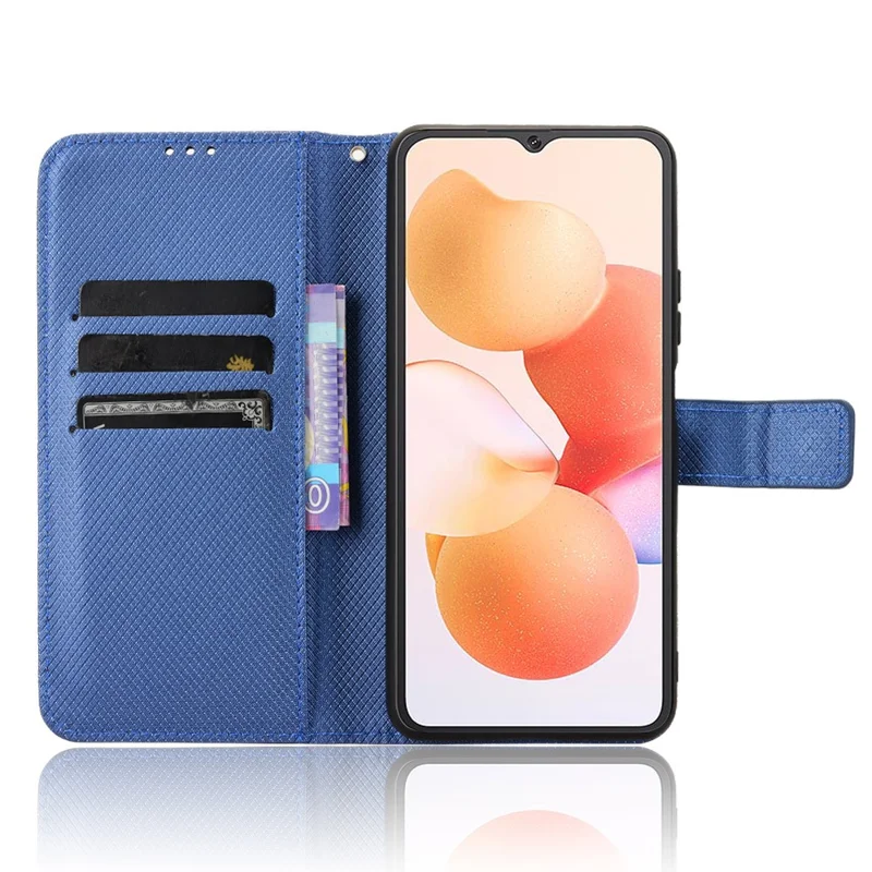 For Cubot A10 Case PU Leather Diamond Texture Wallet Phone Cover - Blue