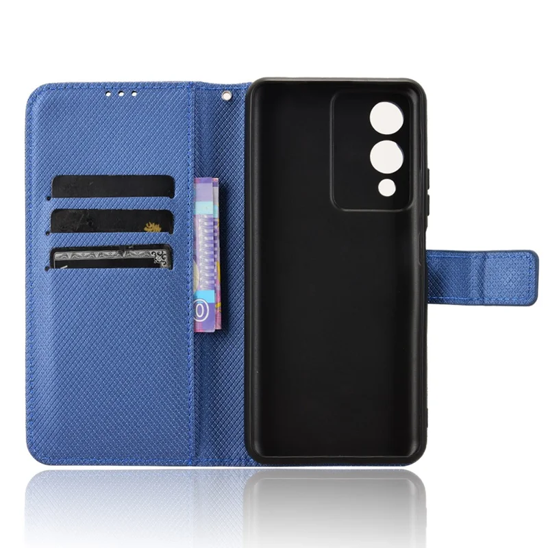 For Cubot A10 Case PU Leather Diamond Texture Wallet Phone Cover - Blue