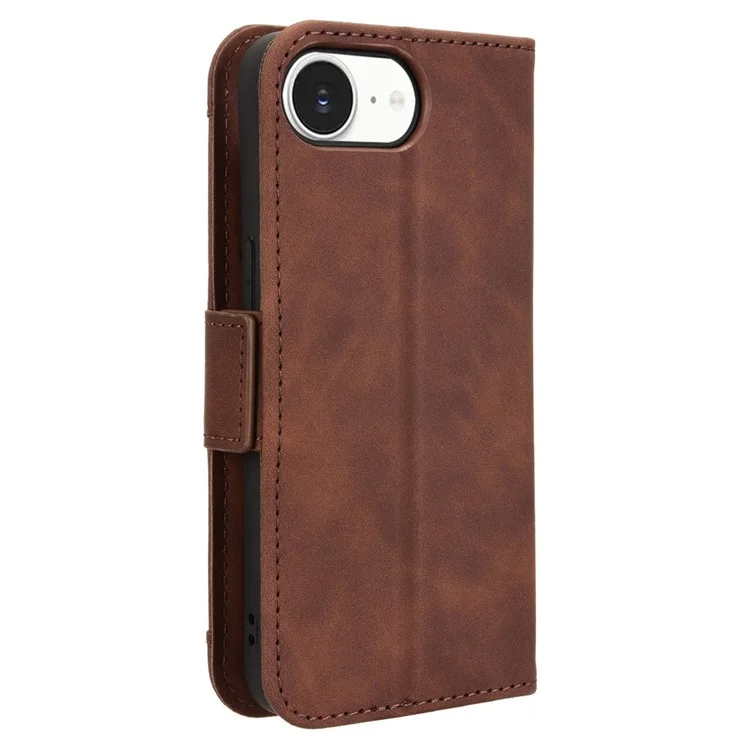 For iPhone 16e Case Leather Phone Wallet Cover with Multiple Card Slots - Brown