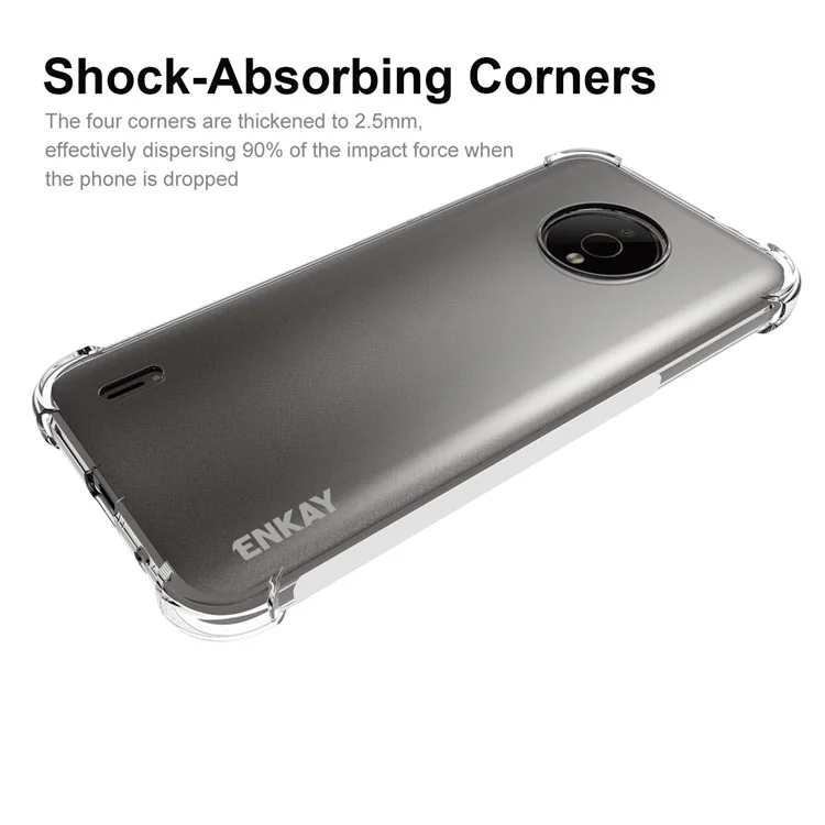 ENKAY HAT PRINCE For Nokia C200 4G Shockproof Transparent Phone Case Anti-slip Strip Edge TPU Cover with Thickened Corners