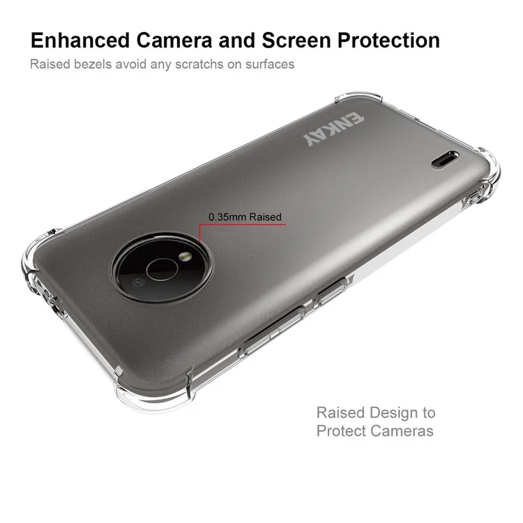 ENKAY HAT PRINCE For Nokia C200 4G Shockproof Transparent Phone Case Anti-slip Strip Edge TPU Cover with Thickened Corners