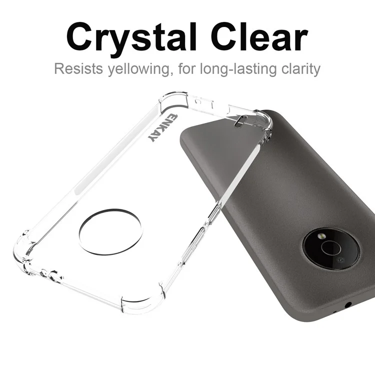 ENKAY HAT PRINCE For Nokia C200 4G Shockproof Transparent Phone Case Anti-slip Strip Edge TPU Cover with Thickened Corners