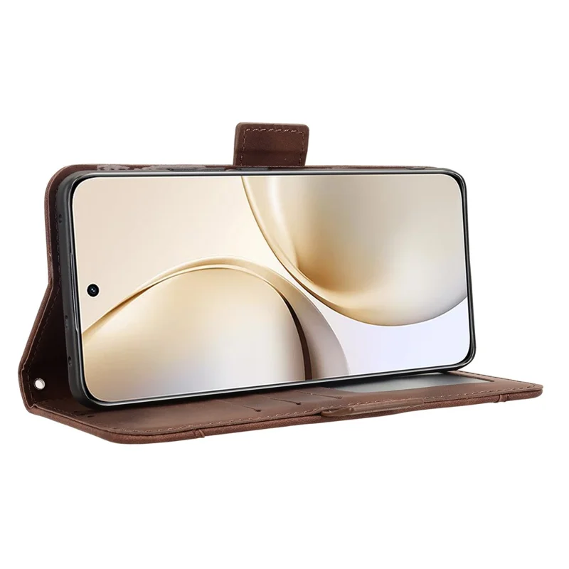 For Realme 14 Pro+ 5G Case Leather Phone Wallet Cover with Multiple Card Slots - Brown