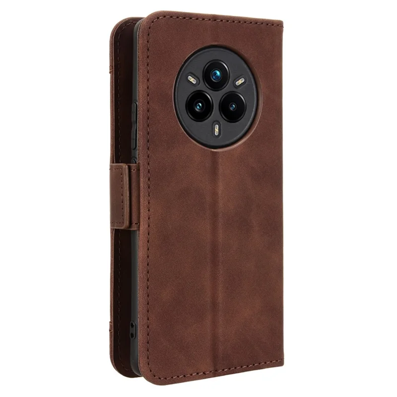 For Realme 14 Pro+ 5G Case Leather Phone Wallet Cover with Multiple Card Slots - Brown