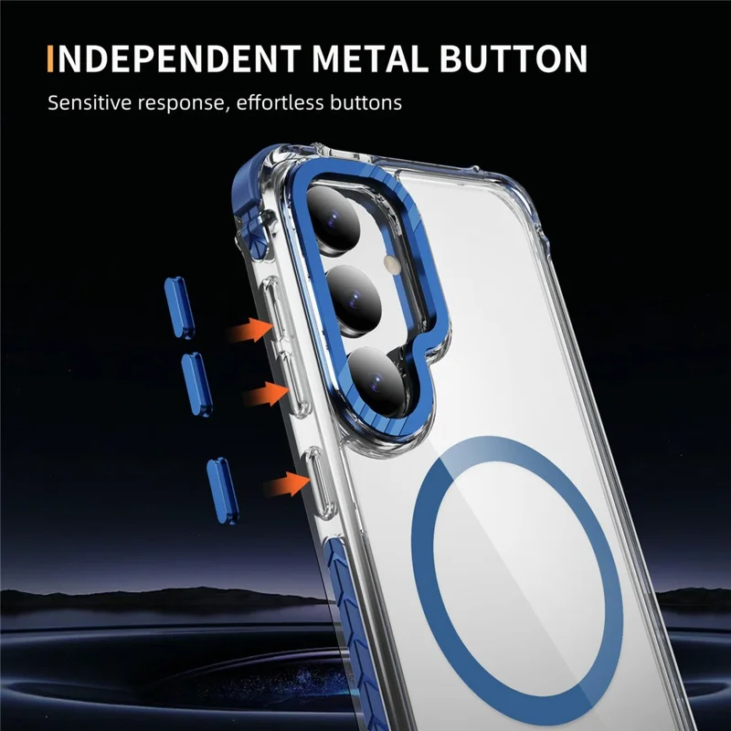 For Samsung Galaxy S24 FE Case Crystal Clear Airbag TPU + PC Phone Back Magnetic Case - Blue