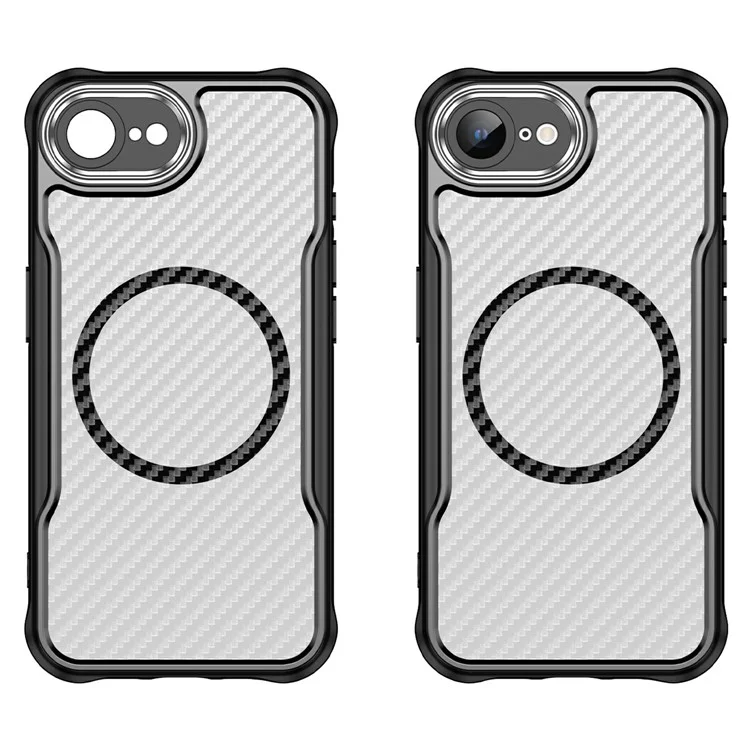 For iPhone 16e Case Compatible with MagSafe Hybrid Phone Cover Carbon Fiber - Black