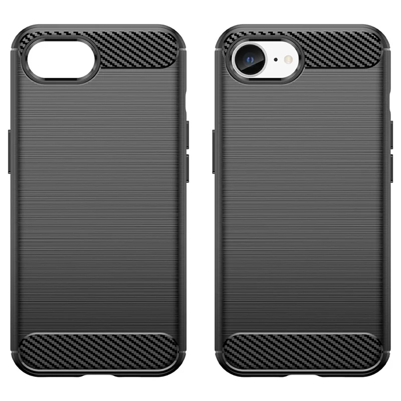 For iPhone 16e Case Protective Phone Cover Carbon Fiber Texture Brushed - Black