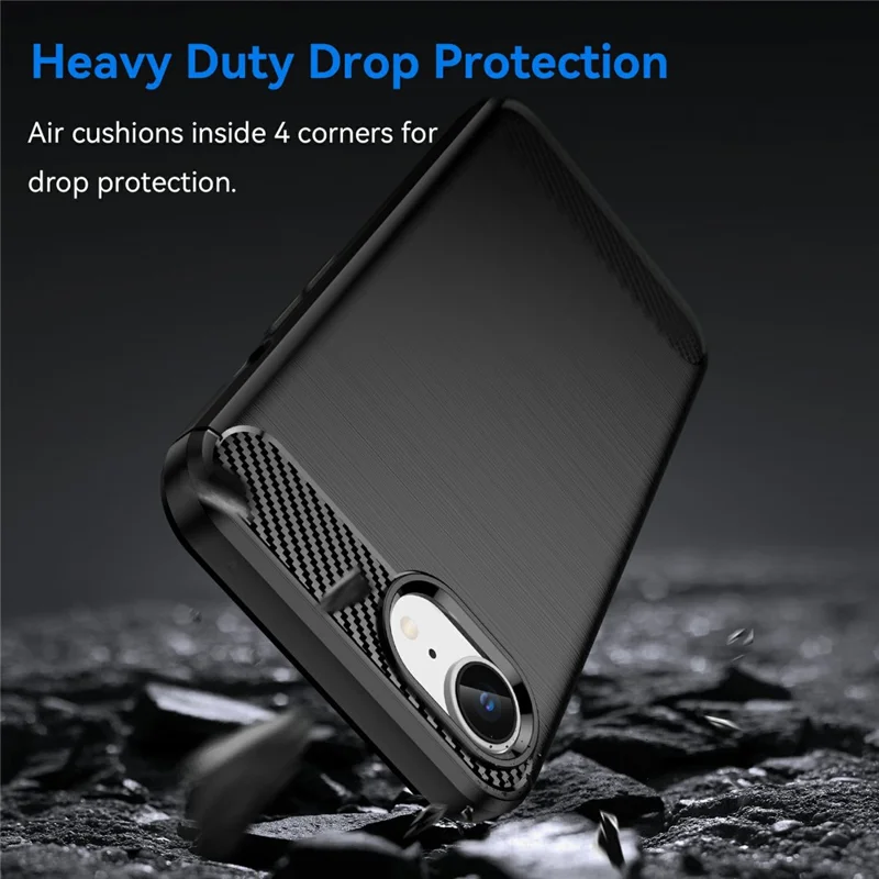 For iPhone 16e Case Protective Phone Cover Carbon Fiber Texture Brushed - Black