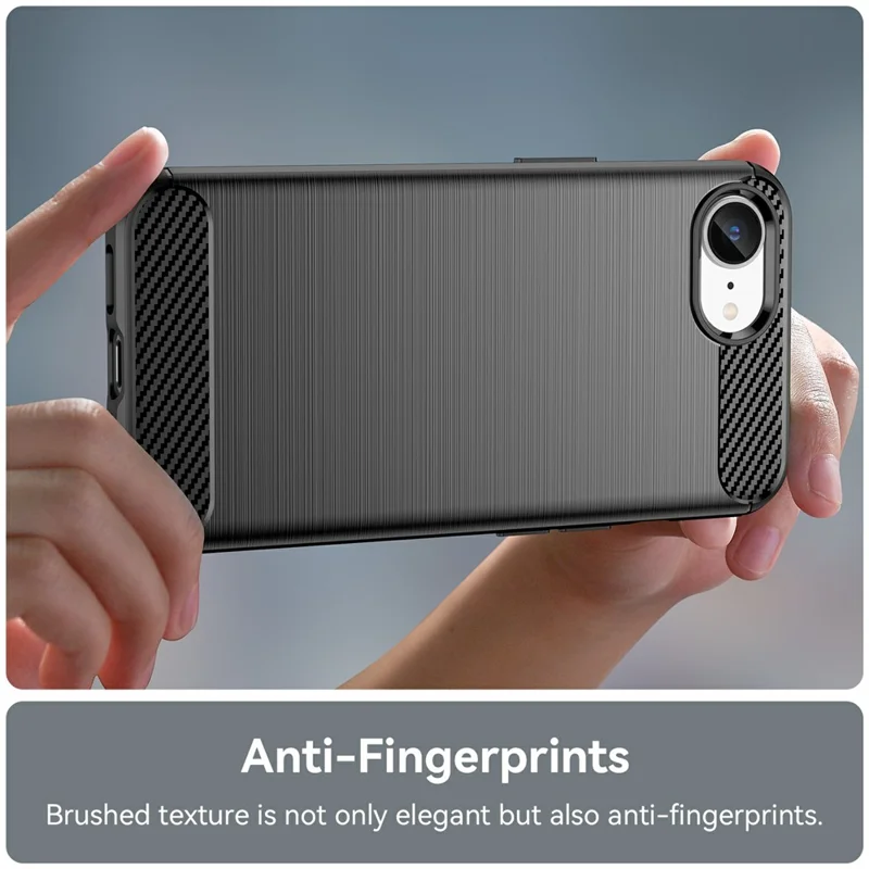 For iPhone 16e Case Protective Phone Cover Carbon Fiber Texture Brushed - Black