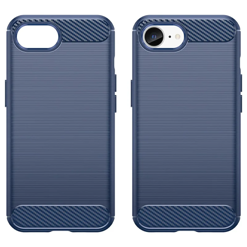 For iPhone 16e Case Protective Phone Cover Carbon Fiber Texture Brushed - Blue