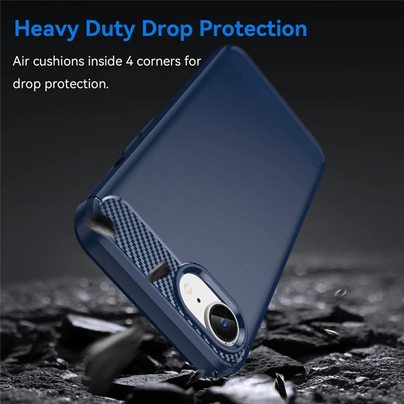 For iPhone 16e Case Protective Phone Cover Carbon Fiber Texture Brushed - Blue