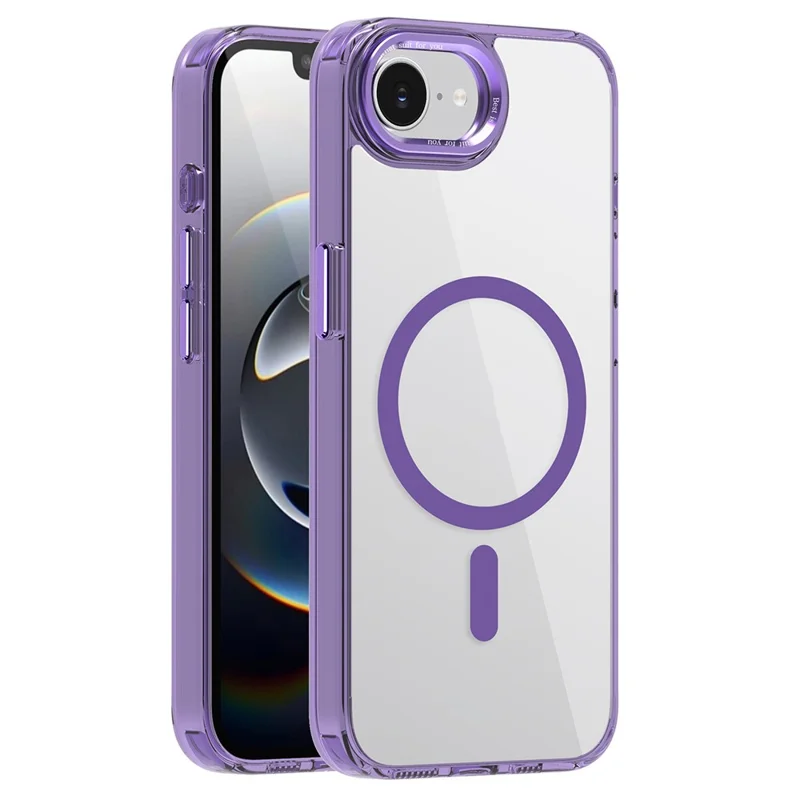 For iPhone 17e / 16e Case Compatible with MagSafe TPU+PC Transparent Phone Cover - Purple