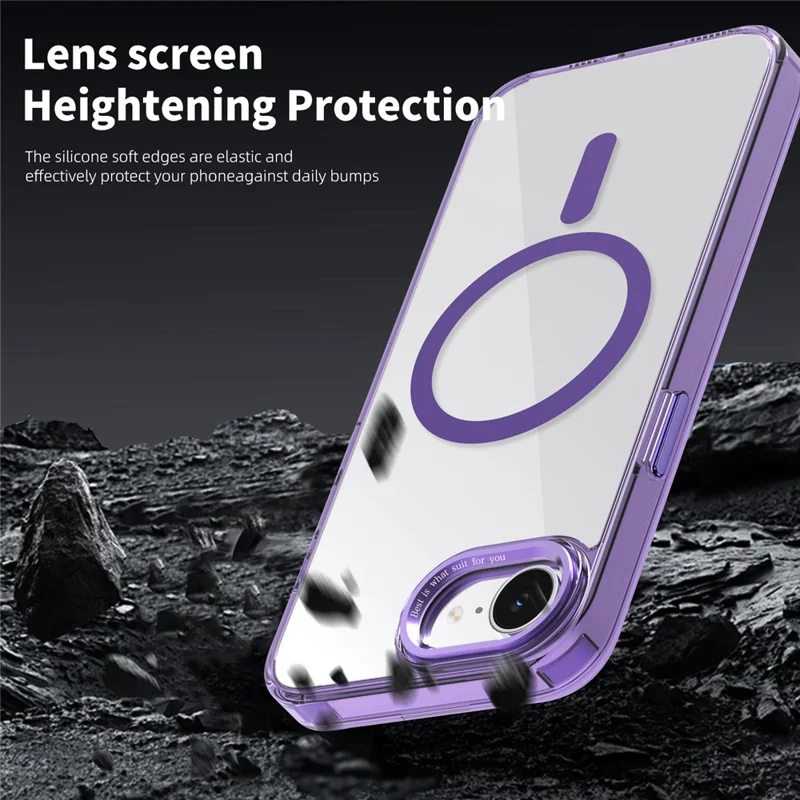 For iPhone 17e / 16e Case Compatible with MagSafe TPU+PC Transparent Phone Cover - Purple