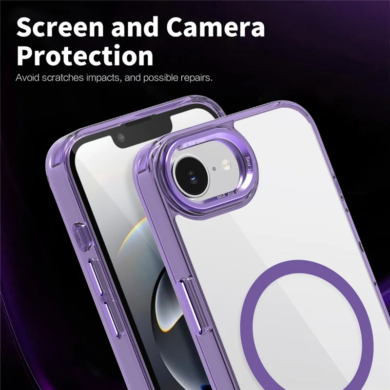 For iPhone 17e / 16e Case Compatible with MagSafe TPU+PC Transparent Phone Cover - Purple