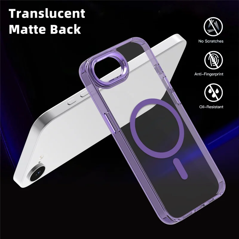 For iPhone 17e / 16e Case Compatible with MagSafe TPU+PC Transparent Phone Cover - Purple