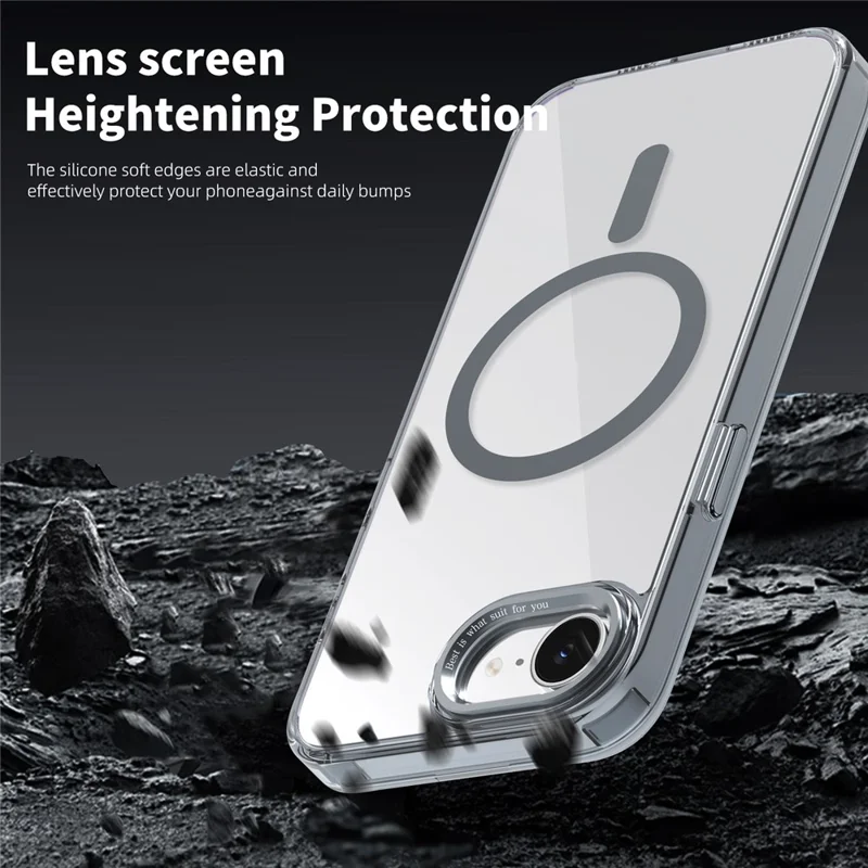 For iPhone 17e / 16e Case Compatible with MagSafe TPU+PC Transparent Phone Cover - Grey