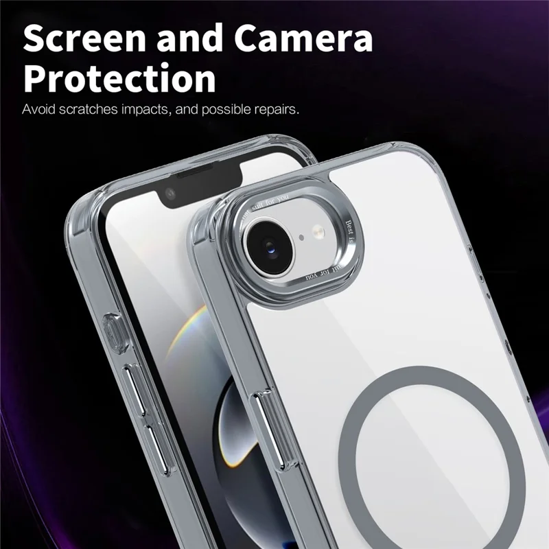 For iPhone 17e / 16e Case Compatible with MagSafe TPU+PC Transparent Phone Cover - Grey