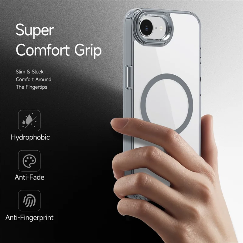 For iPhone 17e / 16e Case Compatible with MagSafe TPU+PC Transparent Phone Cover - Grey