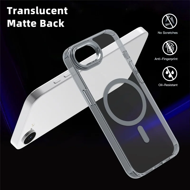 For iPhone 17e / 16e Case Compatible with MagSafe TPU+PC Transparent Phone Cover - Grey