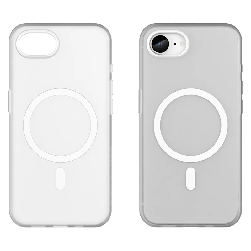 For iPhone 16e Case TPU + PC Magnetic Phone Back Cover Matte Translucent Design - White
