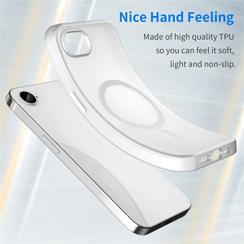 For iPhone 16e Case TPU + PC Magnetic Phone Back Cover Matte Translucent Design - White