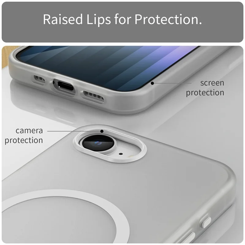 For iPhone 16e Case TPU + PC Magnetic Phone Back Cover Matte Translucent Design - White