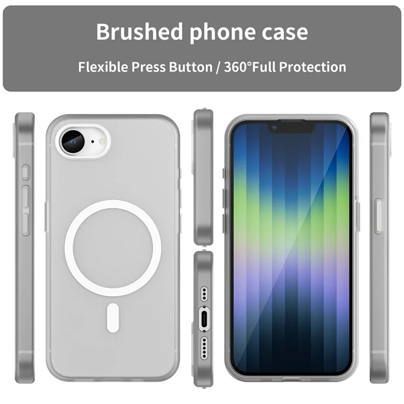 For iPhone 16e Case TPU + PC Magnetic Phone Back Cover Matte Translucent Design - White