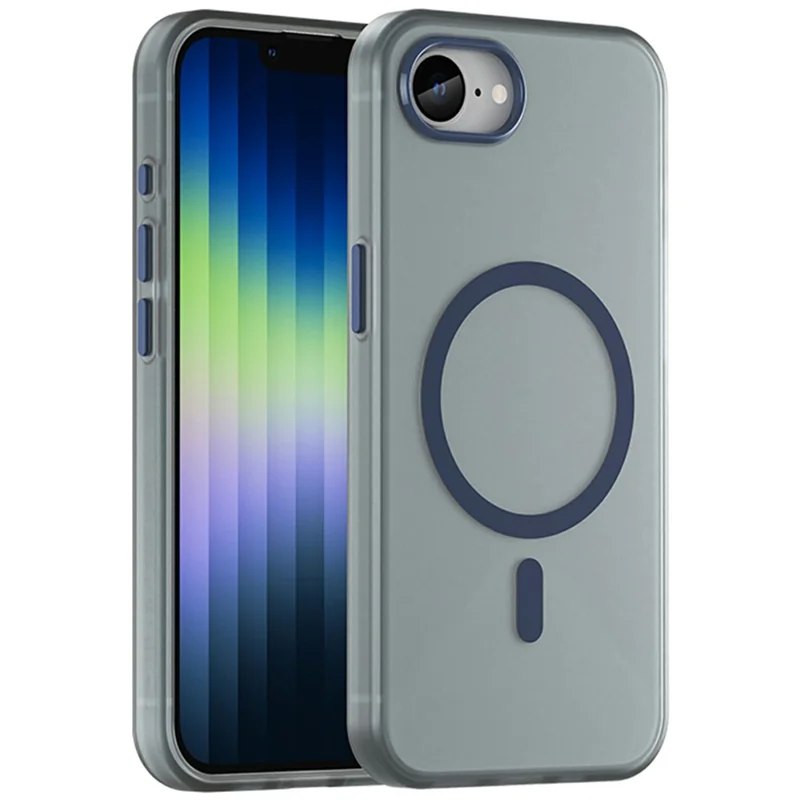 For iPhone 16e Case TPU + PC Magnetic Phone Back Cover Matte Translucent Design - Dark Blue