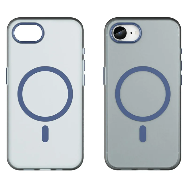 For iPhone 16e Case TPU + PC Magnetic Phone Back Cover Matte Translucent Design - Dark Blue