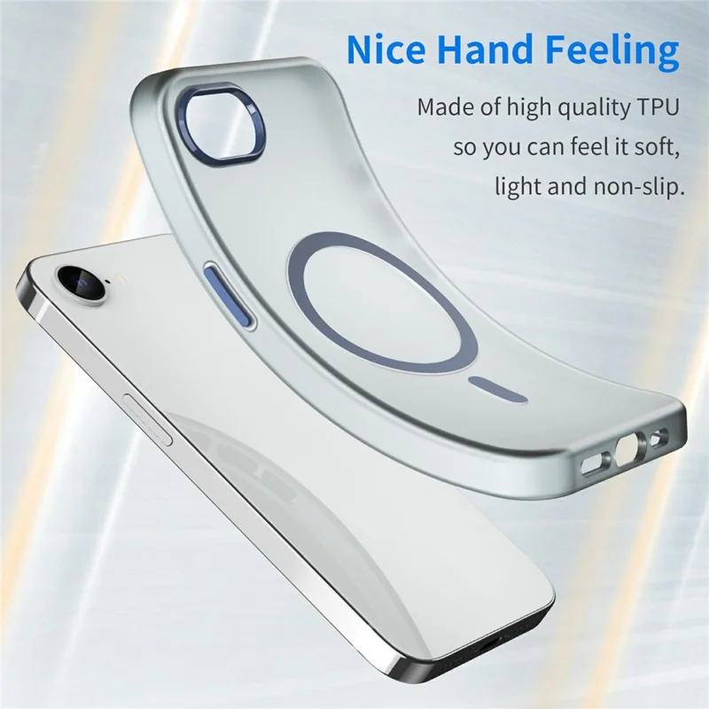 For iPhone 16e Case TPU + PC Magnetic Phone Back Cover Matte Translucent Design - Dark Blue