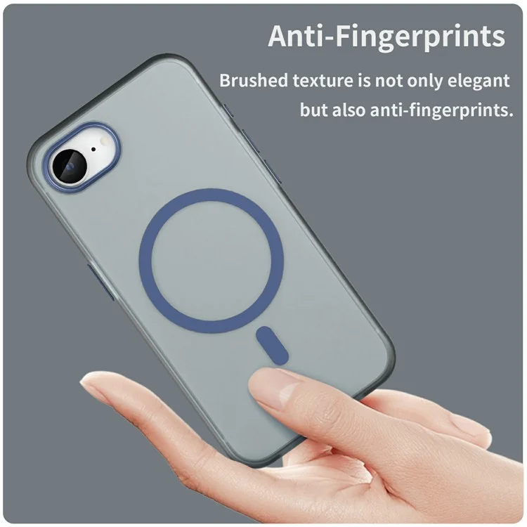 For iPhone 16e Case TPU + PC Magnetic Phone Back Cover Matte Translucent Design - Dark Blue
