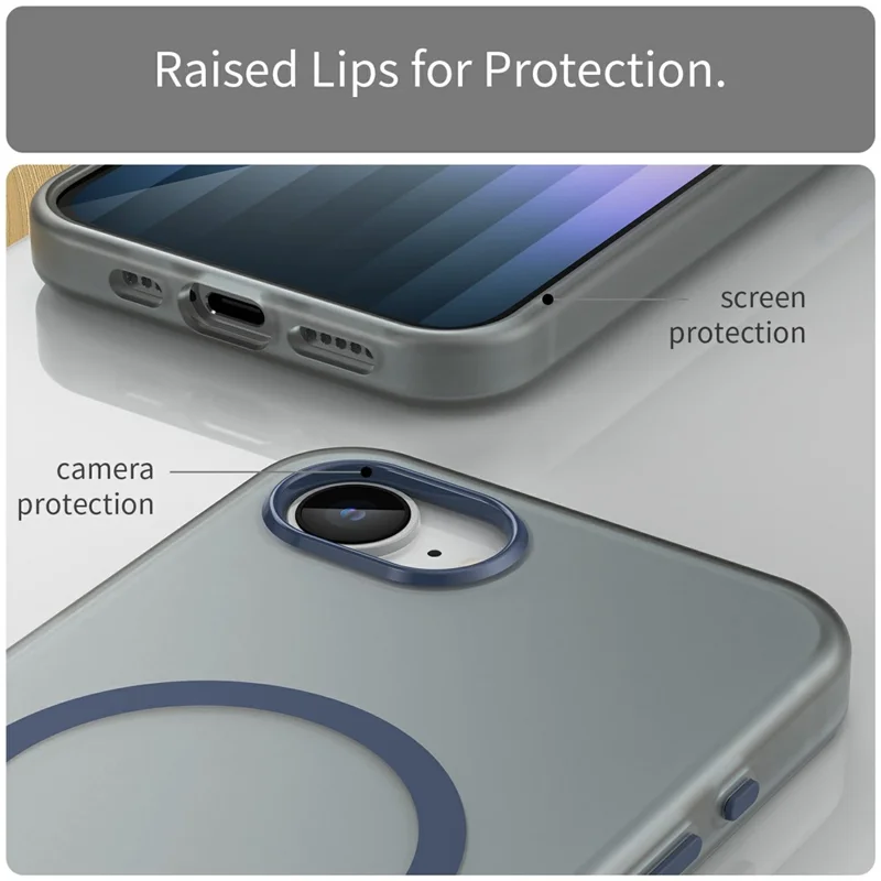 For iPhone 16e Case TPU + PC Magnetic Phone Back Cover Matte Translucent Design - Dark Blue