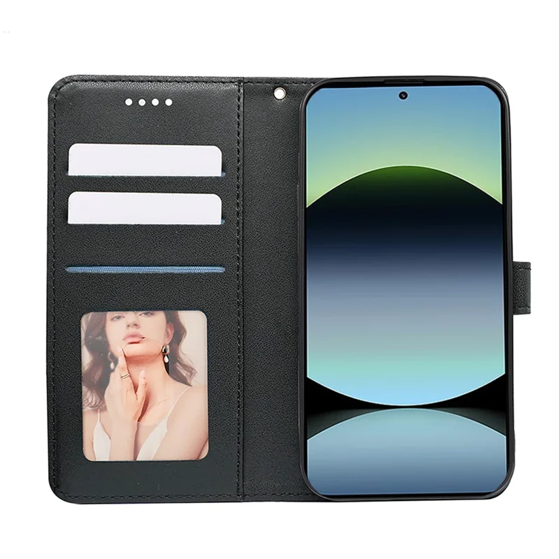 For Xiaomi Redmi Note 14 4G (163.25mm) Wallet Phone Case Pattern Imprint Leather Flip Cover - Black