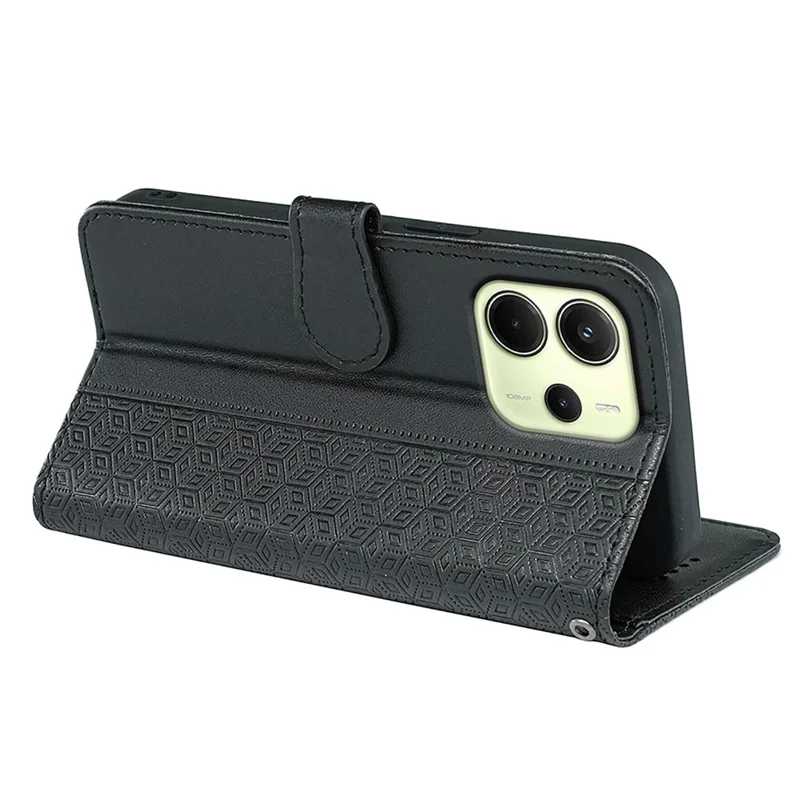 For Xiaomi Redmi Note 14 4G (163.25mm) Wallet Phone Case Pattern Imprint Leather Flip Cover - Black