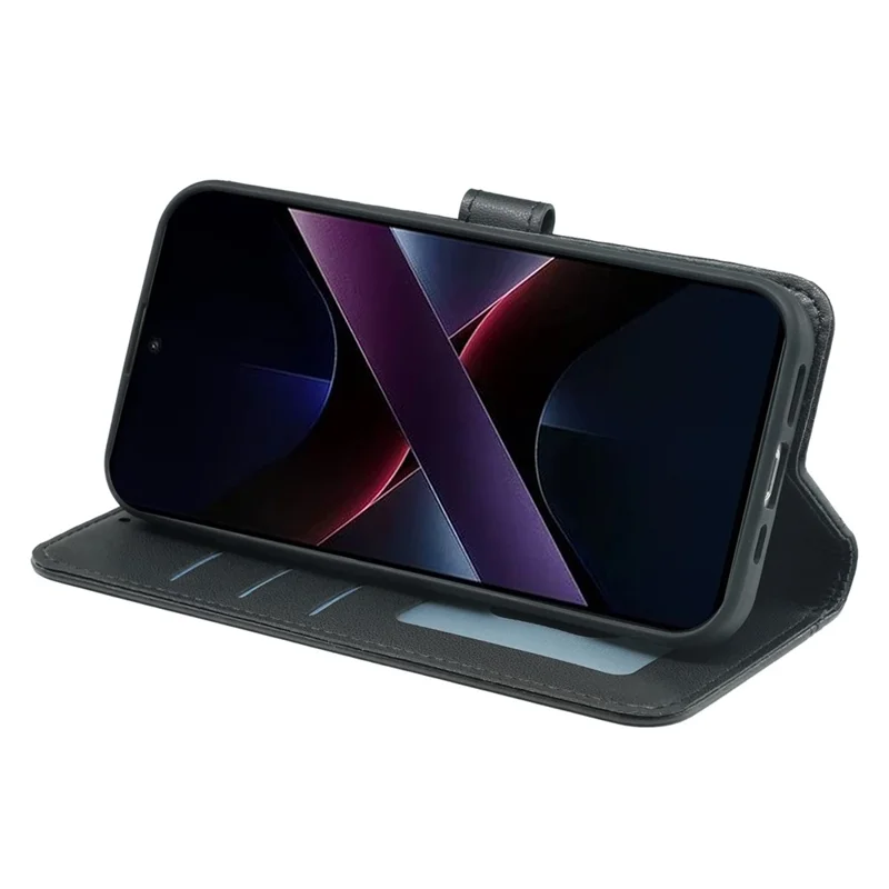 For Xiaomi Poco X7 Pro 5G  /  Redmi Turbo 4 5G Wallet Case Magnetic Snap Leather Phone Cover with Strap - Black