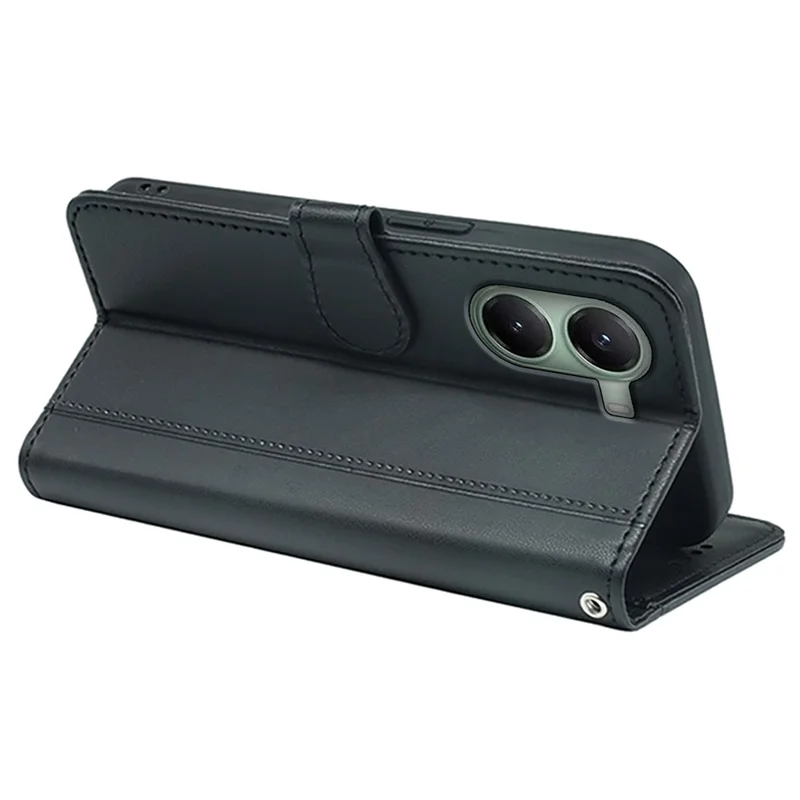 For Xiaomi Poco X7 Pro 5G  /  Redmi Turbo 4 5G Wallet Case Magnetic Snap Leather Phone Cover with Strap - Black