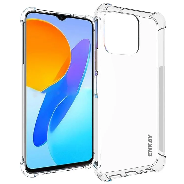 Enkay Hat Prince For Honor X8 5G Case de Teléfono Transparente Soft TPU Engrasas Espesadas Anti-slip Strip Borde a Prueba de Choque