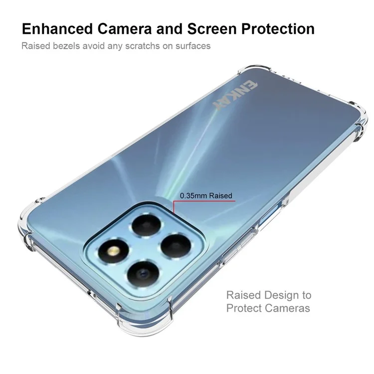 Enkay Hat Prince For Honor X8 5G Case de Teléfono Transparente Soft TPU Engrasas Espesadas Anti-slip Strip Borde a Prueba de Choque
