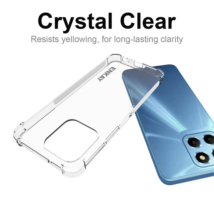 Enkay Hat Prince For Honor X8 5G Case de Teléfono Transparente Soft TPU Engrasas Espesadas Anti-slip Strip Borde a Prueba de Choque