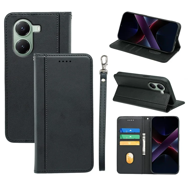 Funda de cuero PU con cierre magnético para Xiaomi Poco X7 Pro 5G / Redmi Turbo 4 5G - Negro