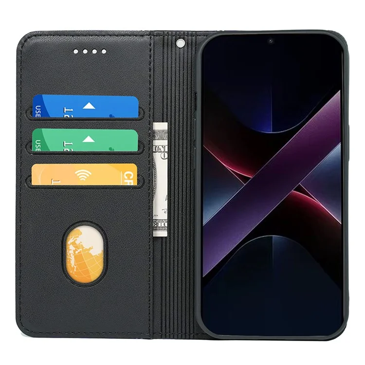 Funda de cuero PU con cierre magnético para Xiaomi Poco X7 Pro 5G / Redmi Turbo 4 5G - Negro
