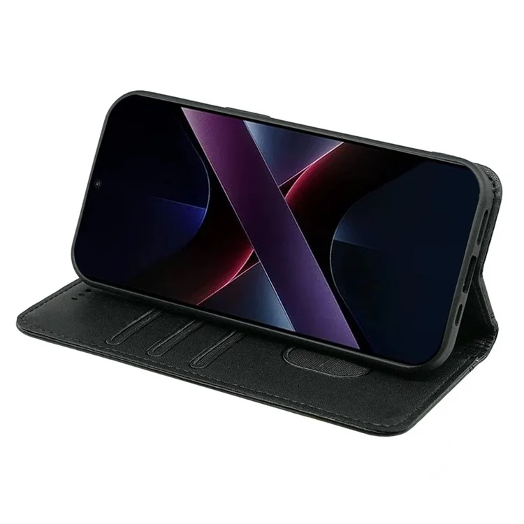 Funda de cuero PU con cierre magnético para Xiaomi Poco X7 Pro 5G / Redmi Turbo 4 5G - Negro