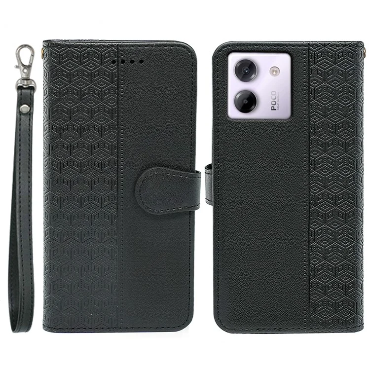 For Xiaomi Poco M7 Pro 5G Wallet Phone Case Pattern Imprint Leather Flip Cover - Black